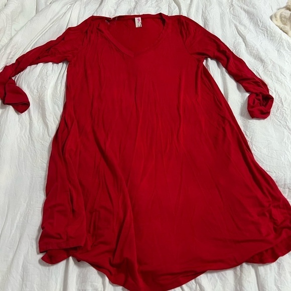 MTS Red 3/4 Sleeve Straight Hem Flared Tunic - Size Small - Picture 3 of 6